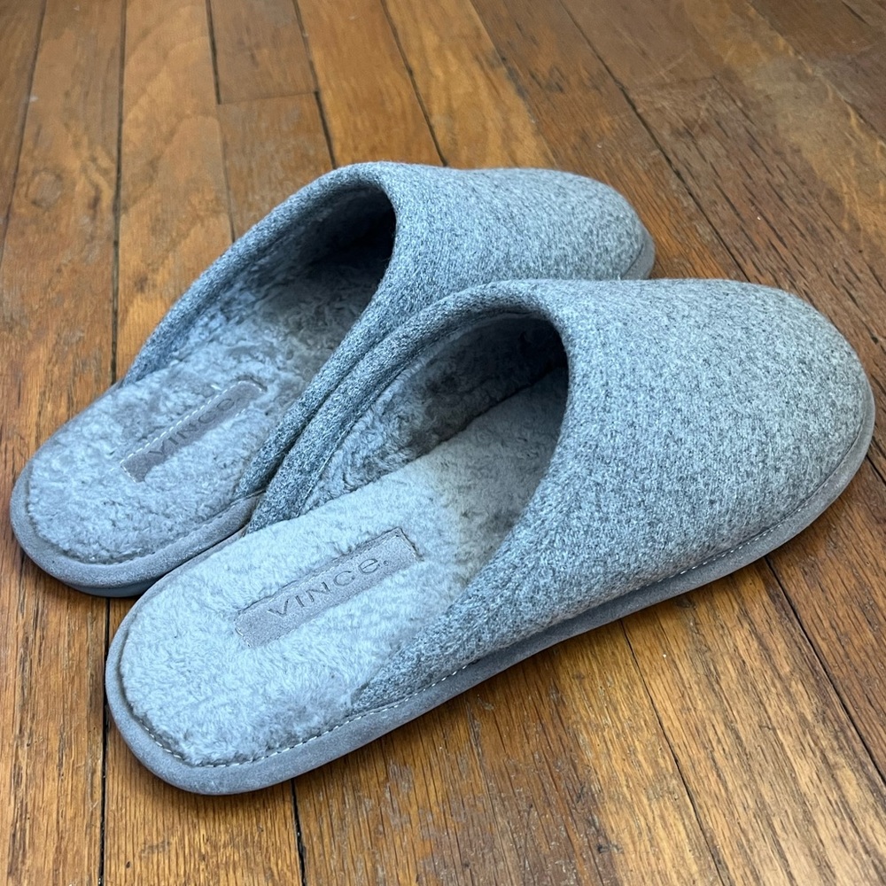 Vince Mens Hampton Grey Wool Slippers